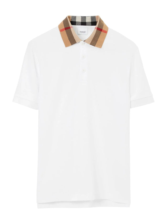 Burberry Vintage Check Print Collar Polo Shirt White