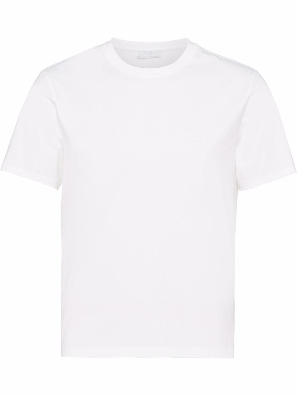 Prada Triangle Logo T-Shirt Stretch Cotton White