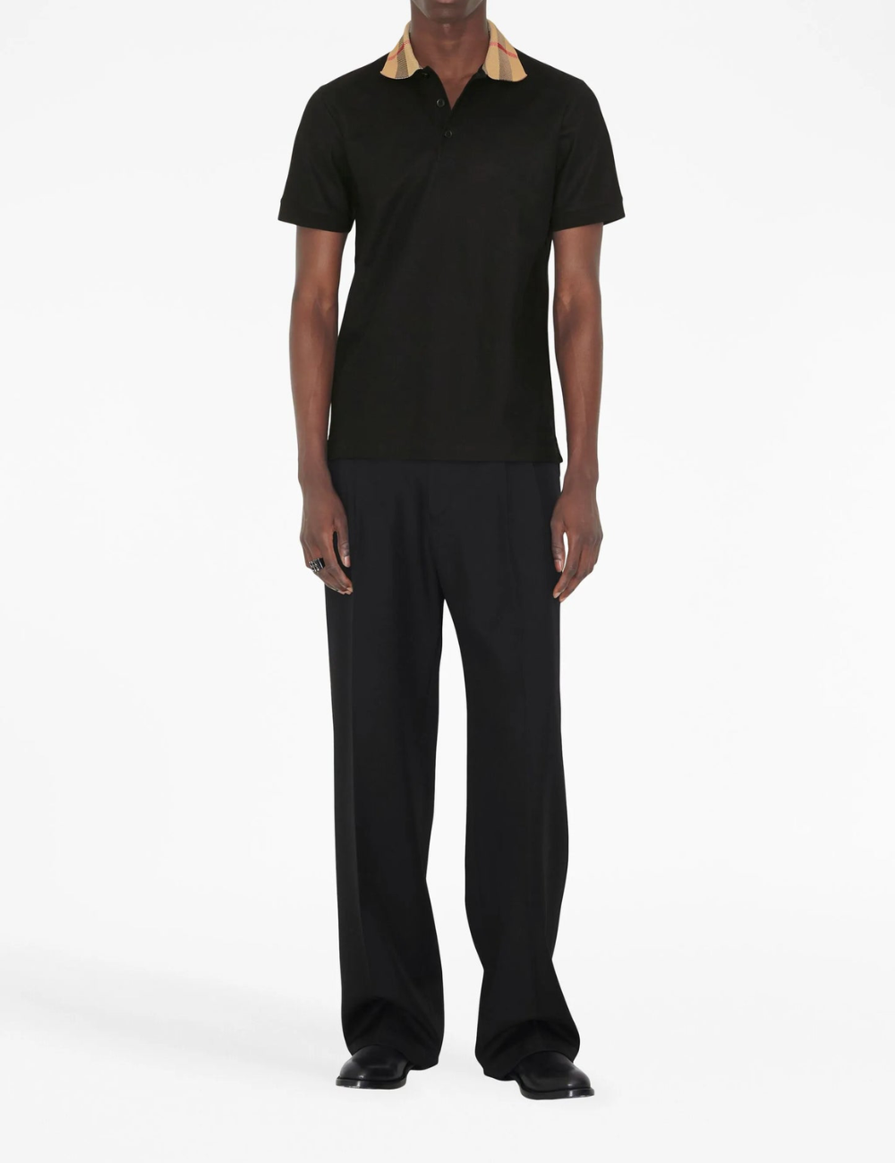 Burberry Vintage Check Print Collar Polo Shirt Black