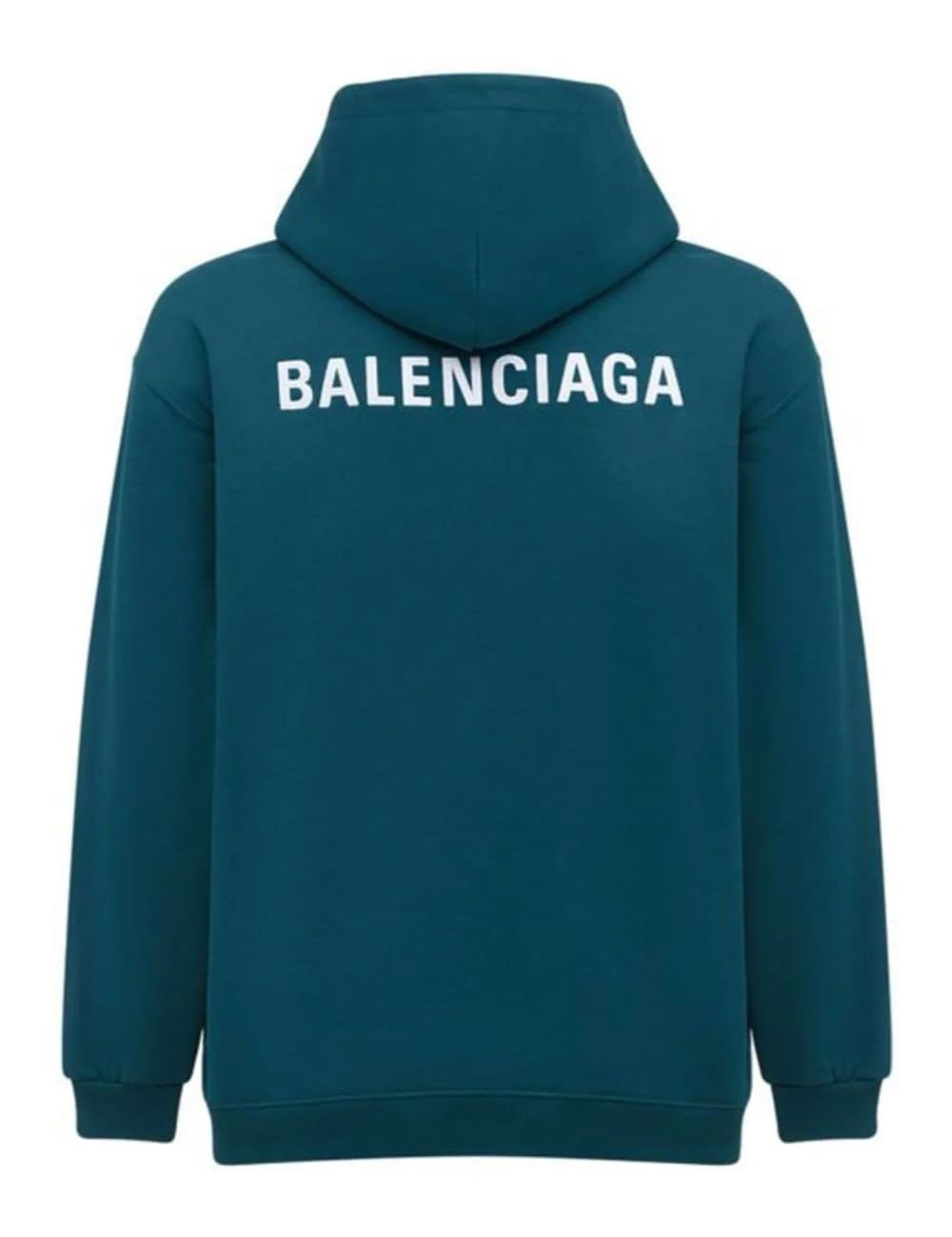 Balenciaga Logo Embroidered Hooded Sweatshirt Teal