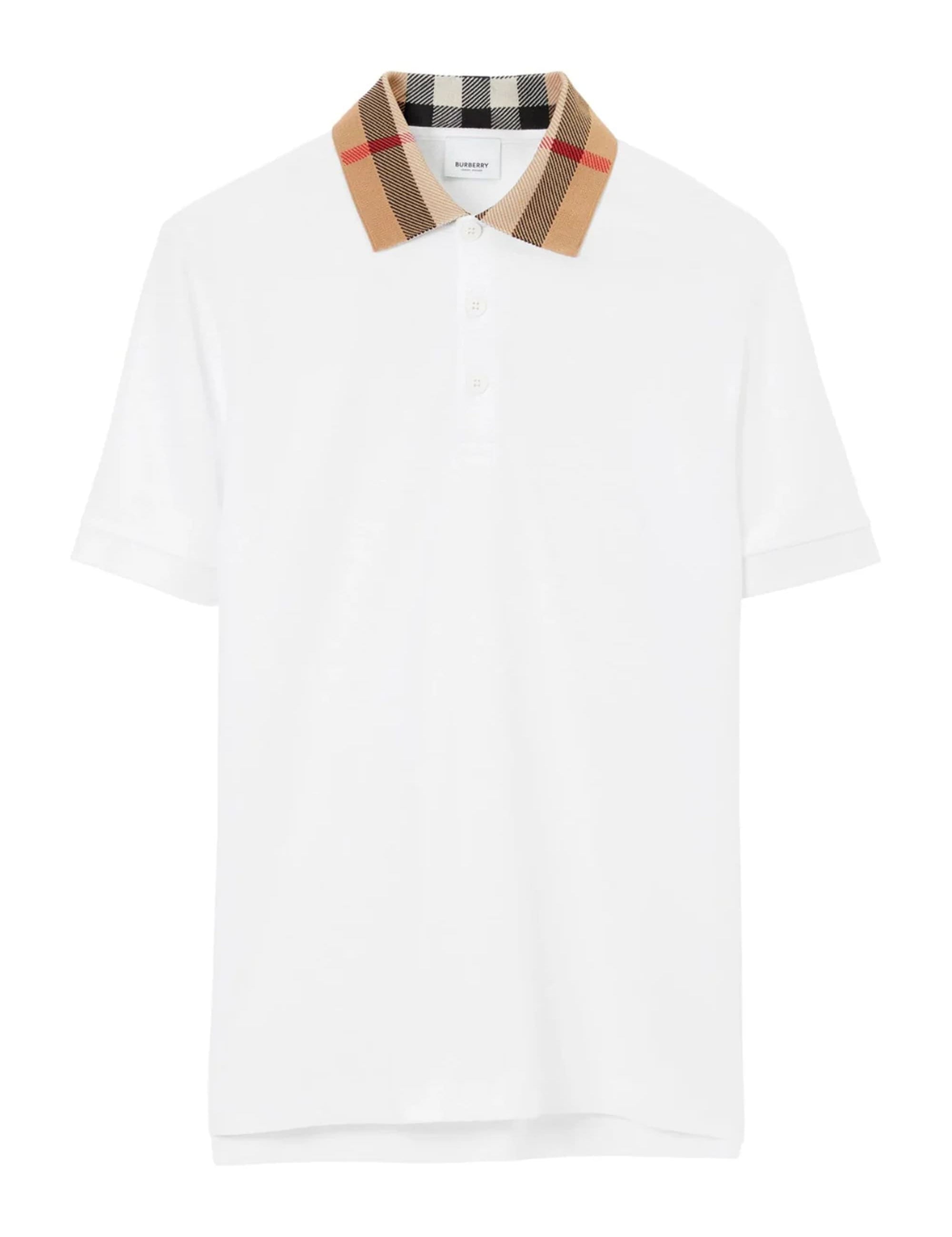Burberry Vintage Check Print Collar Polo Shirt White