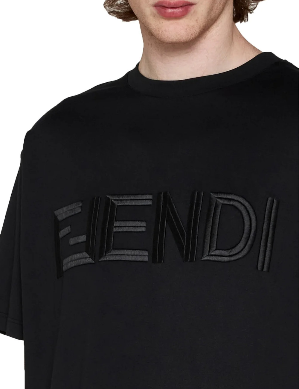 Fendi Embroidered FF Fendi Logo T-Shirt Black