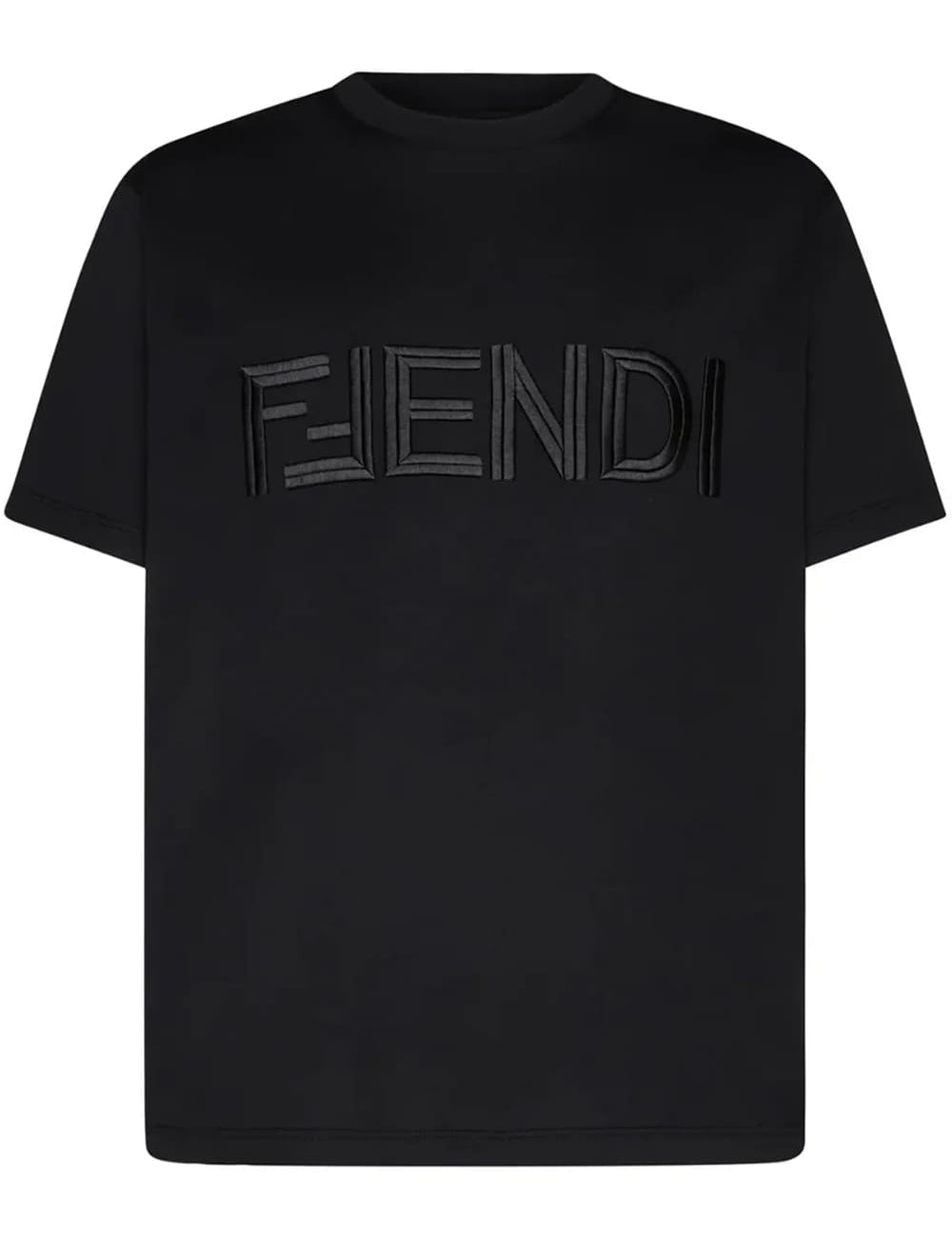 Fendi Embroidered FF Fendi Logo T-Shirt Black