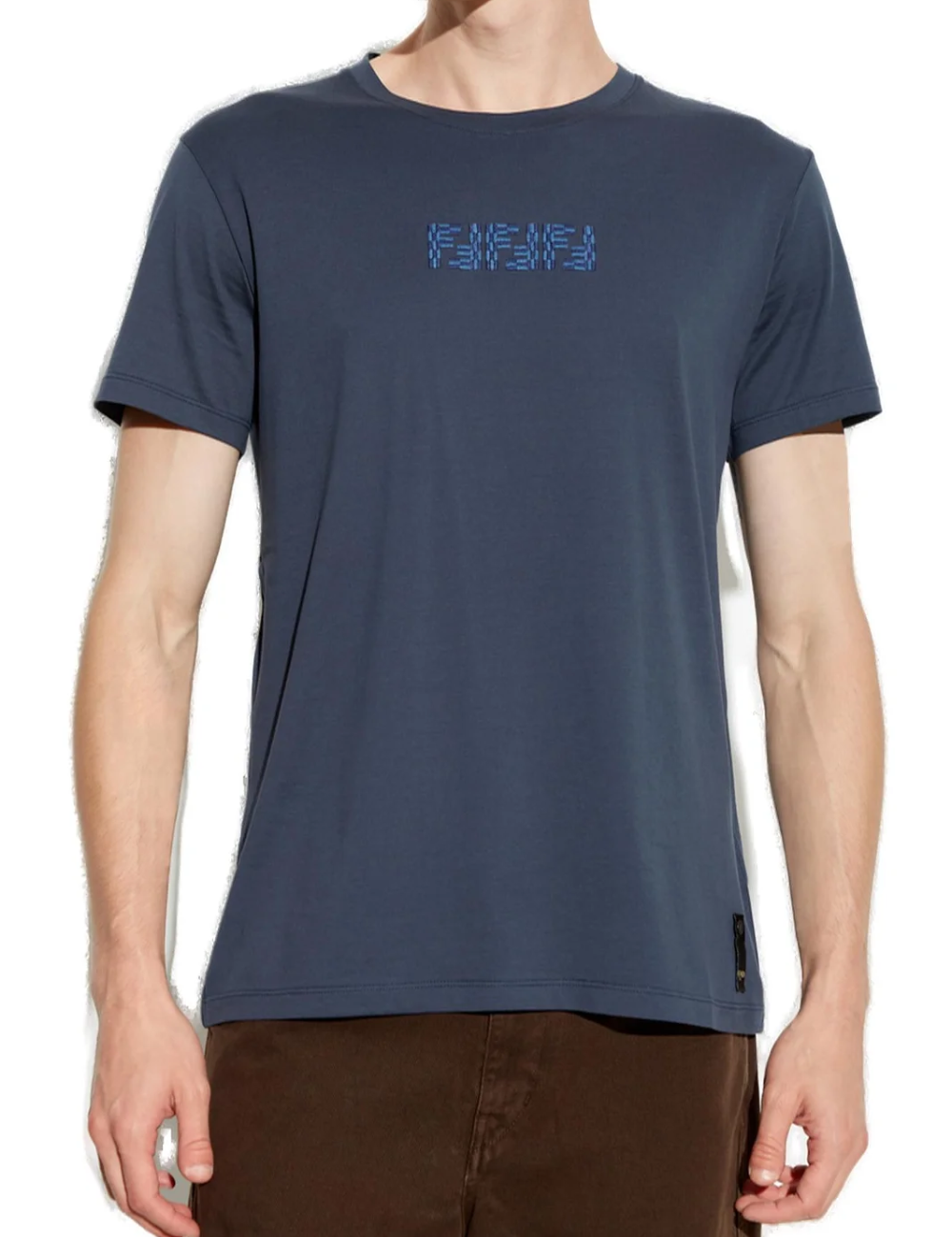 Fendi Embroidered FF Fendi Logo T-Shirt Navy Blue