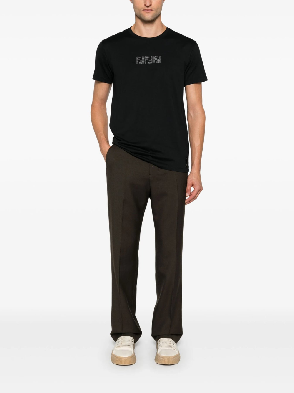 Fendi FF Labyrinth Embroidered T-Shirt Black