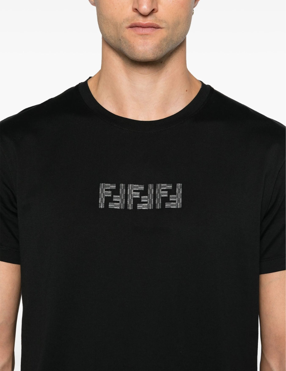 Fendi FF Labyrinth Embroidered T-Shirt Black