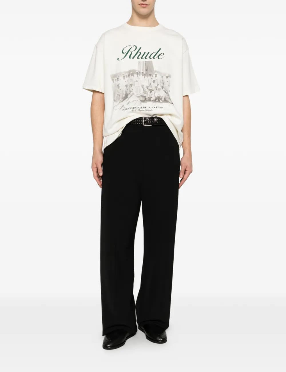 Rhude Virgin Islands Script Printed Cotton T-Shirt White