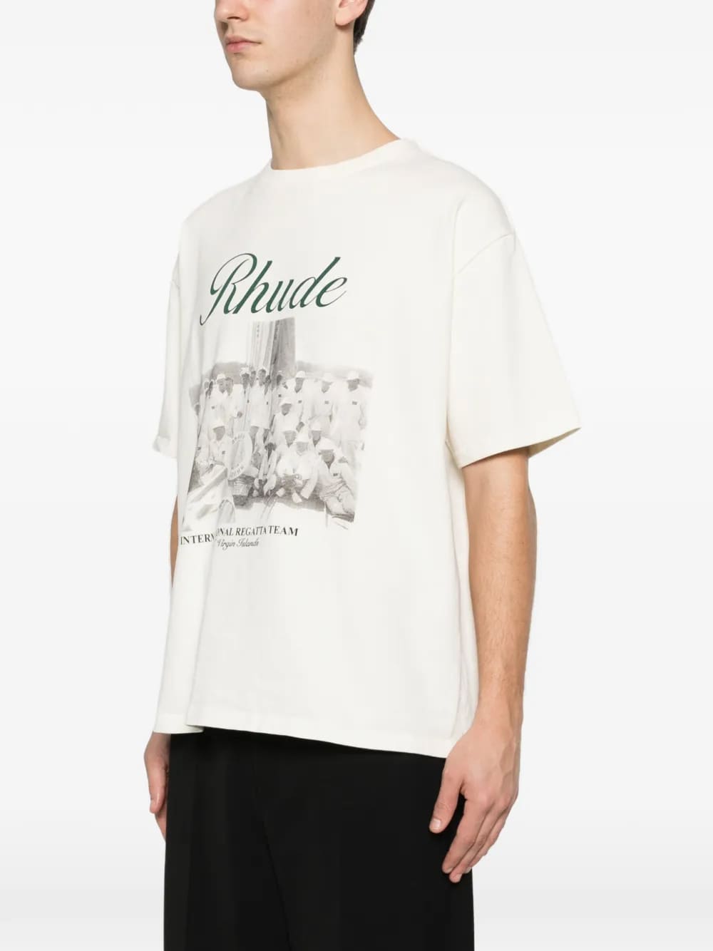 Rhude Virgin Islands Script Printed Cotton T-Shirt White