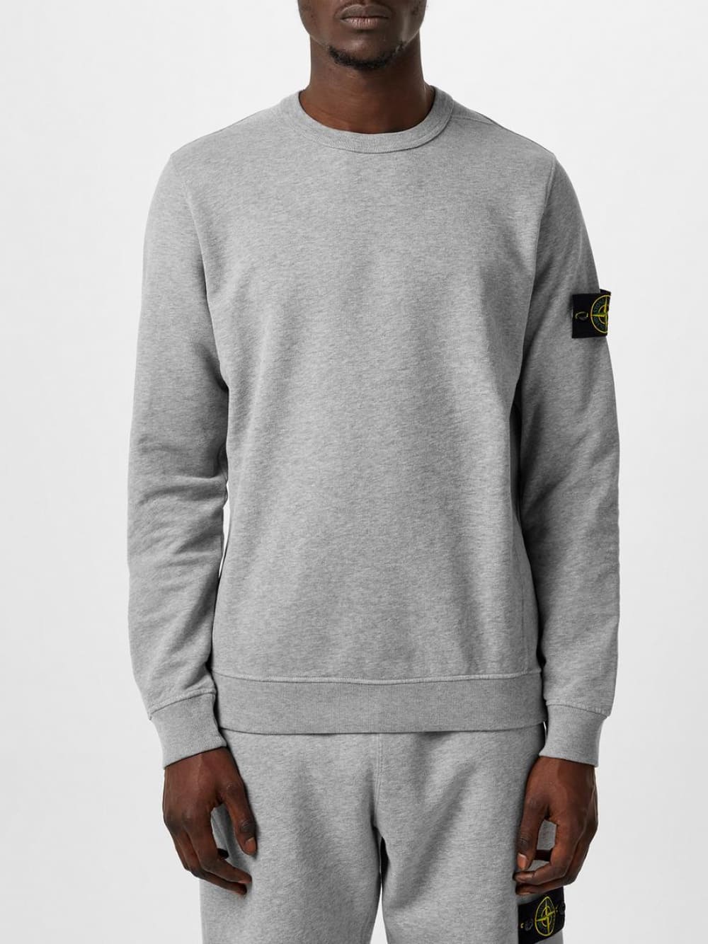 Stone Island Logo Patch Cotton Sweatshirt Grey