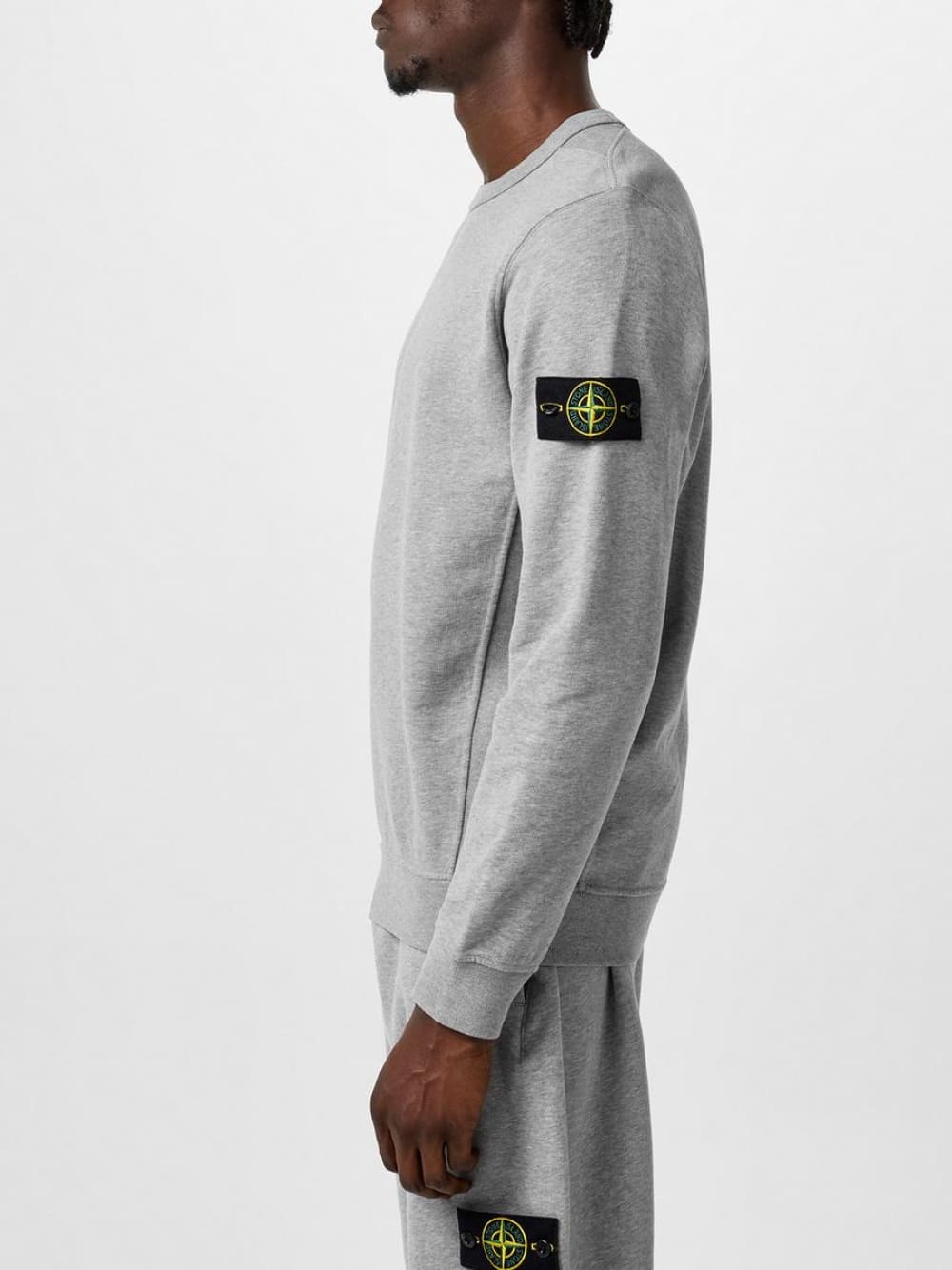 Stone Island Logo Patch Cotton Sweatshirt Grey