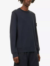 Stone Island Logo Patch Cotton Sweatshirt Navy