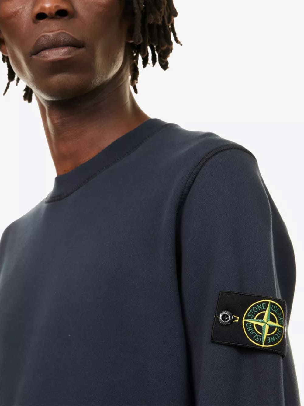 Stone Island Logo Patch Cotton Sweatshirt Navy