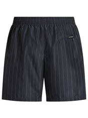 Dolce & Gabbana Paparazzi Logo-Patch Pinstripe Swim Shorts