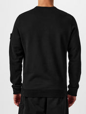 Stone Island Logo Patch Cotton Sweatshirt Black