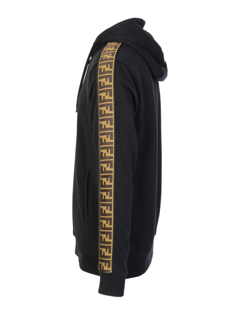 Fendi Felpa Logo-Trim Hooded Sweatshirt Black