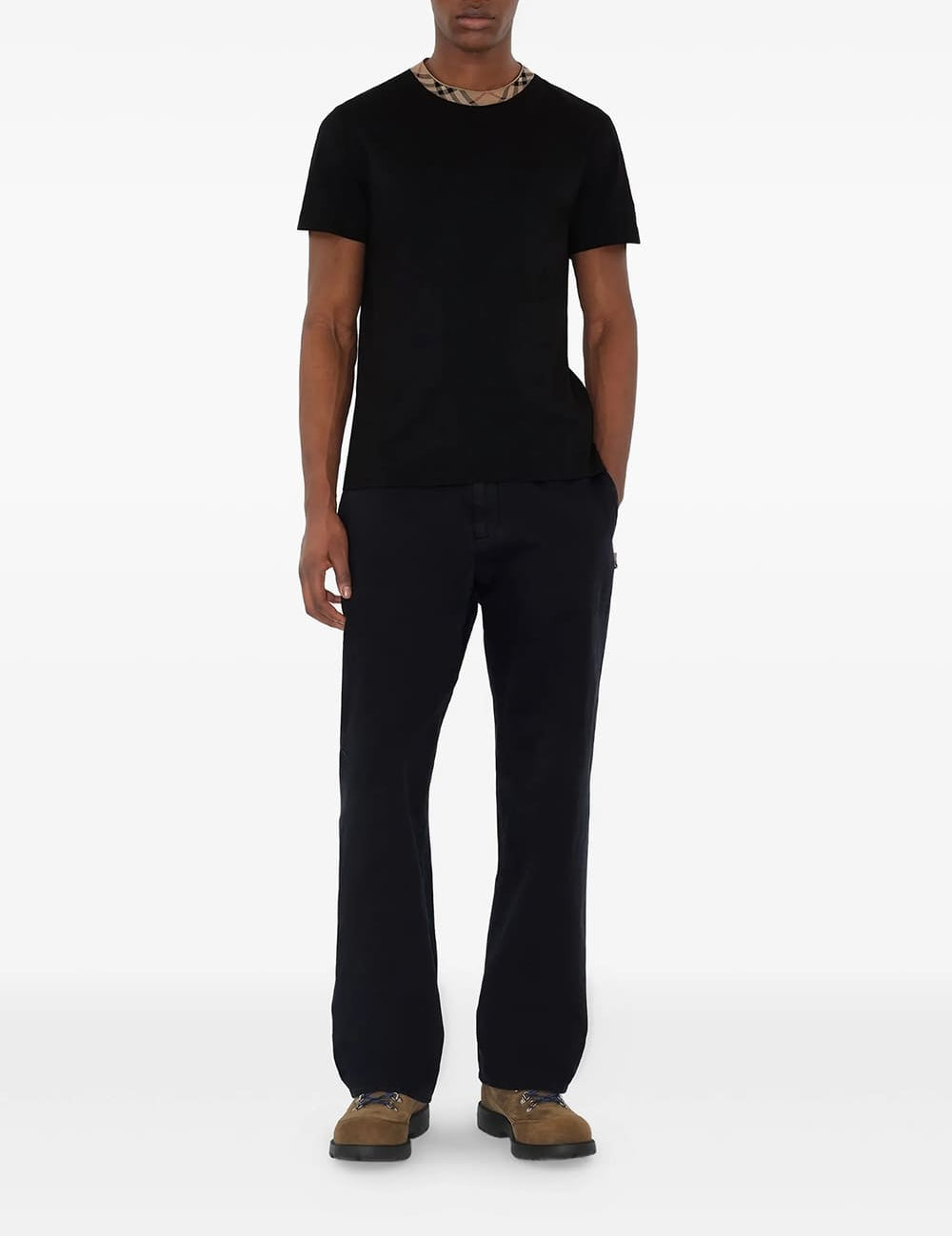 Burberry Check Trim Relaxed Fit Cotton T-Shirt Black