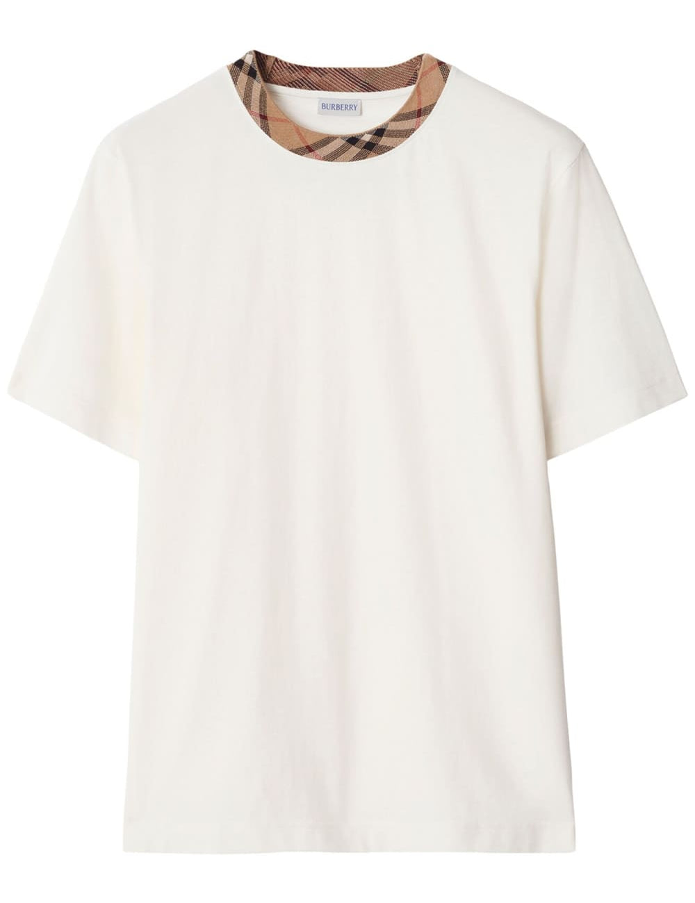 Burberry Check Trim Relaxed Fit Cotton T-Shirt White