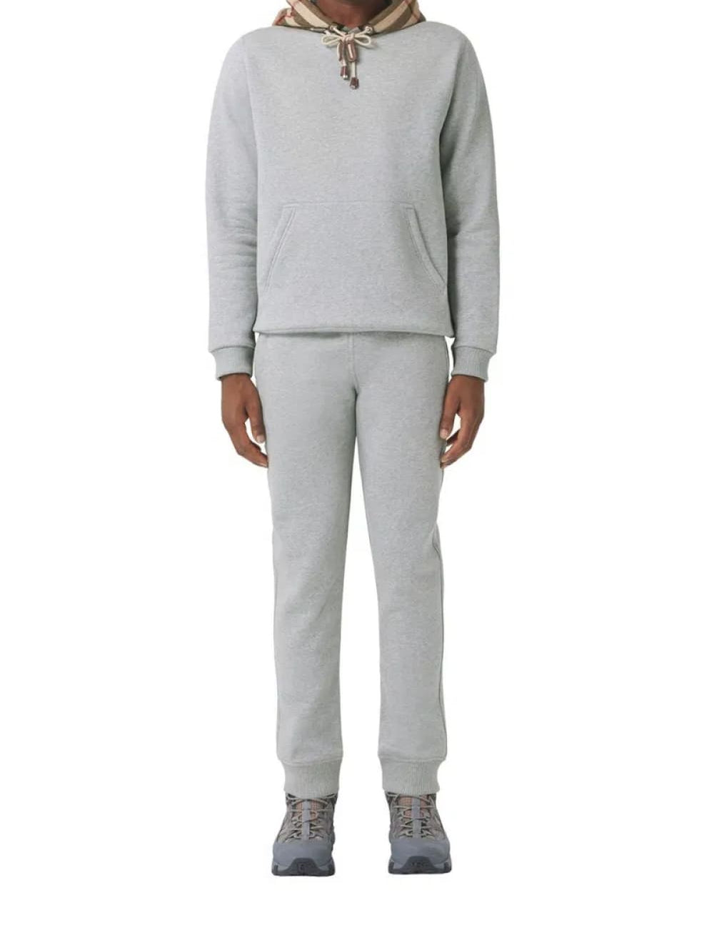 Burberry Check Panel Jogging Pants Camel Gray