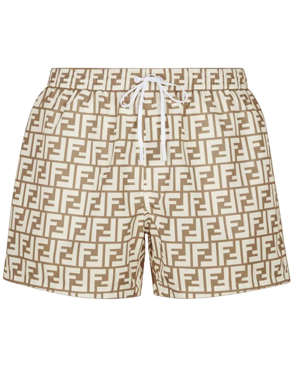 Fendi FF Print Swim Shorts Beige
