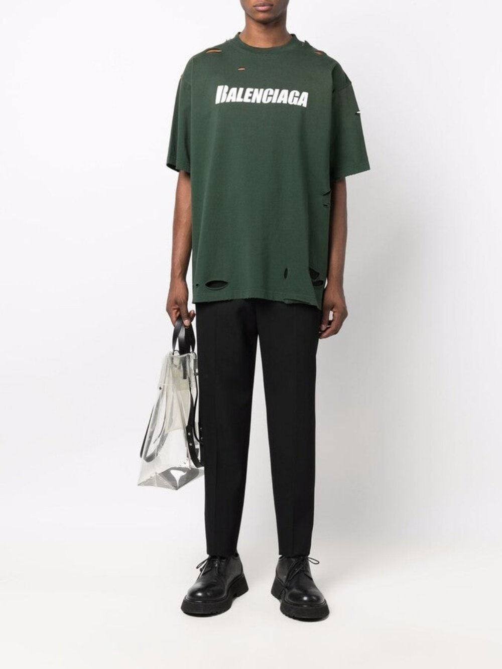 Balenciaga Distressed T-Shirt Green